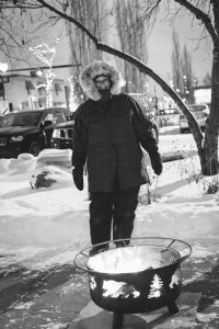 Volunteer, Robin Vargyas, Outdoor Fire Pit 2017. Photo by Girl Named Shirl.