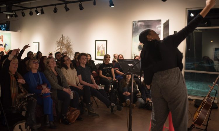 Karimah performing in Words Unzipped 2020. Photo by April MacDonald Killins.